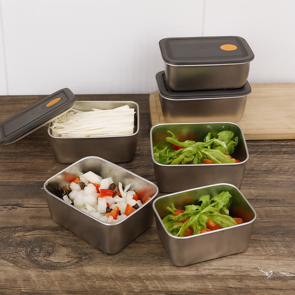 Set Premium de 16 Recipientes de Acero Inoxidable con Tapa Hermética Antifugas, Resistentes al Frío y al Calor