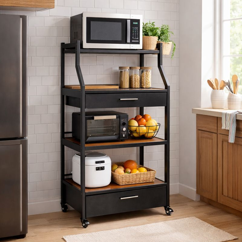 Organizador de Cocina Multifuncional de 5 Niveles en Acero Inoxidable y Madera con Kit de Utensilios de REGALO