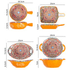 Juego de Comedor Completo en Cerámica – 14 Piezas con Estampa Elegante y Estilo Atemporal